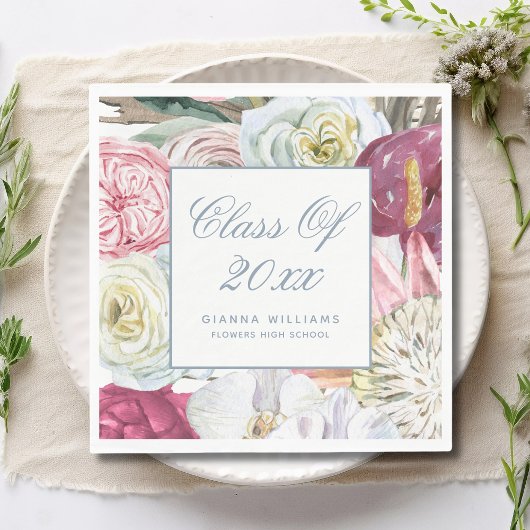 Serviette En Papier Classe de 2022 Aquarelle Florale Graduation