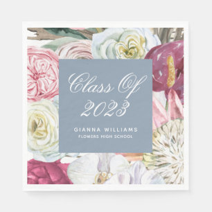 Serviette En Papier Classe de 2022 Aquarelle Florale Graduation