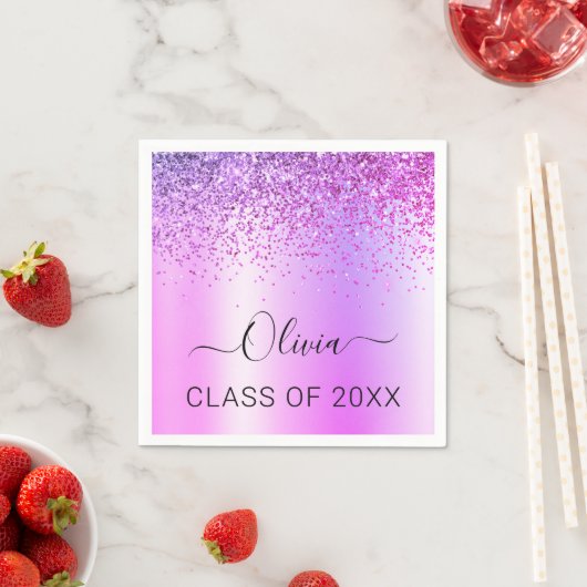 Serviette En Papier Classe de 2022 Purple Black Parties scintillant Gr (En situation)