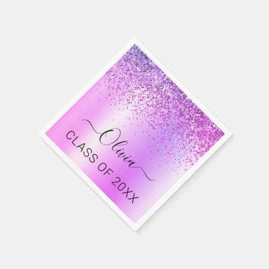 Serviette En Papier Classe de 2022 Purple Black Parties scintillant Gr (Coin)