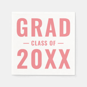 Serviette En Papier Classe de 2023 corail blanc typographie moderne