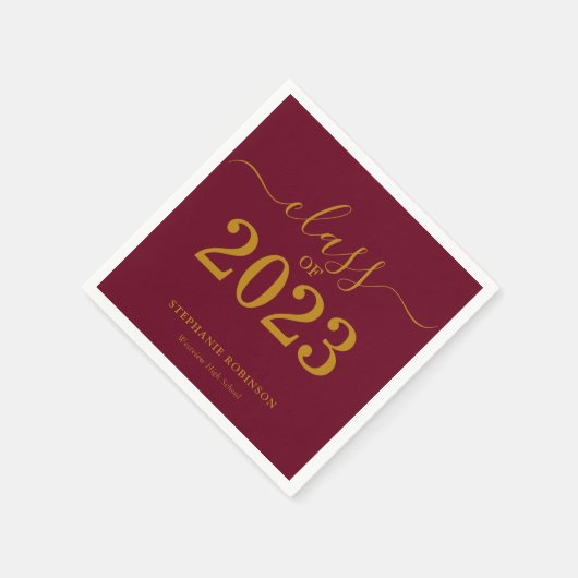 Serviette En Papier Classe de 2023 Gold Maroon Graduation Party (Coin)