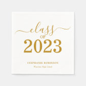 Serviette En Papier Classe de 2023 Gold Script Graduation (Devant)