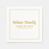 Serviette En Papier Classe De 2023 Graduation Gold Brush Script (Devant)