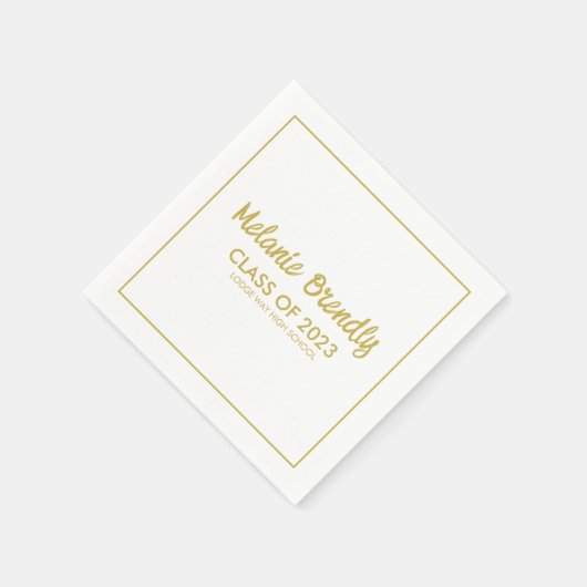 Serviette En Papier Classe De 2023 Graduation Gold Brush Script (Coin)