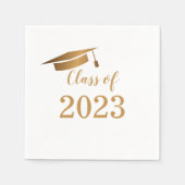 Serviette En Papier Classe de 2023 Modern Gold Script Graduation (Devant)