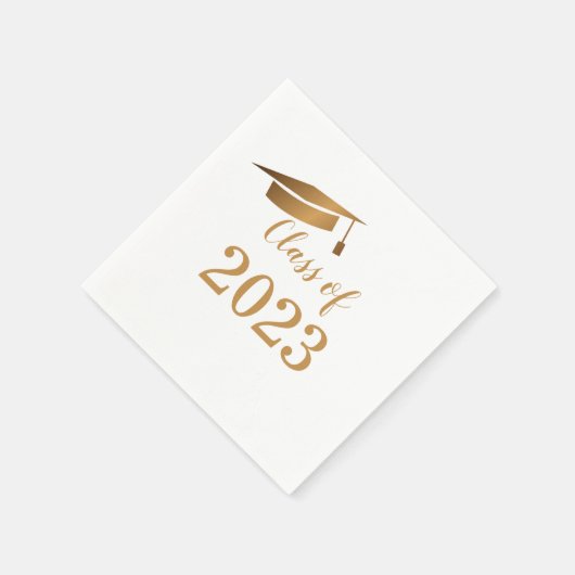 Serviette En Papier Classe de 2023 Modern Gold Script Graduation (Coin)