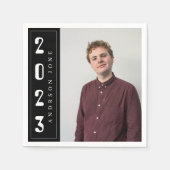 Serviette En Papier Classe de 2023 Royal Black Graduation Party Photo (Devant)