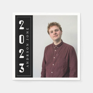 Serviette En Papier Classe de 2023 Royal Black Graduation Party Photo