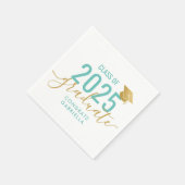 Serviette En Papier Classe de 2023 Turquoise Gold Graduation (Coin)