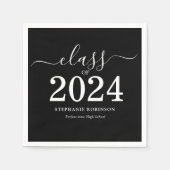 Serviette En Papier Classe de 2024 Black White Graduation Party (Devant)