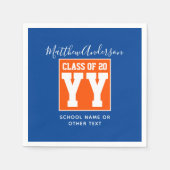 Serviette En Papier Classe de 2024 Blue and Orange Graduation Party (Devant)