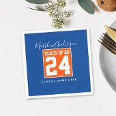 Serviette En Papier Classe de 2024 Blue and Orange Graduation Party