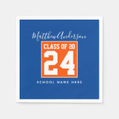 Serviette En Papier Classe de 2024 Blue and Orange Graduation Party (Devant)