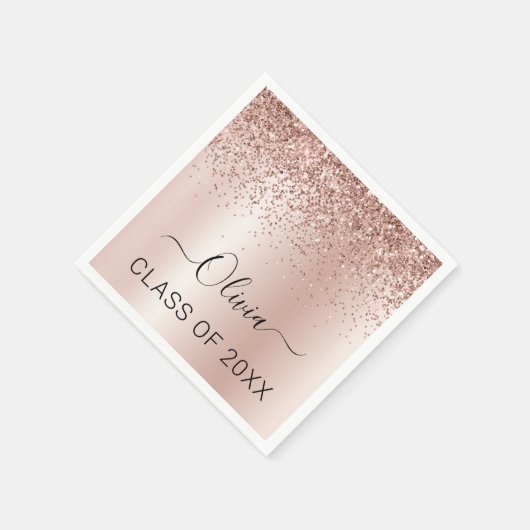 Serviette En Papier Classe de 2024 Blush Pink Parties scintillant Grad (Coin)