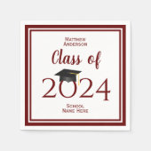 Serviette En Papier Classe de 2024 Burgundy Graduate Graduate Party (Devant)