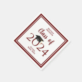 Serviette En Papier Classe de 2024 Burgundy Graduate Graduate Party (Coin)