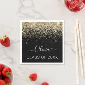 Serviette En Papier Classe de 2024 Gold Black Parties scintillant Grad (En situation)