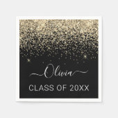 Serviette En Papier Classe de 2024 Gold Black Parties scintillant Grad (Devant)