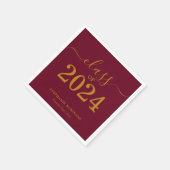 Serviette En Papier Classe de 2024 Gold Maroon Graduation Party (Coin)