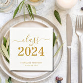 Serviette En Papier Classe de 2024 Gold Script Graduation
