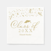 Serviette En Papier Classe De 2024 Gold Script Graduation Party Blanc (Devant)