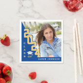 Serviette En Papier Classe de 2024 Golden Blue PHOTO Graduation Party (En situation)