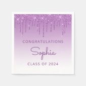 Serviette En Papier Classe de 2024 Purple Parties scintillant Drip Gra (Devant)