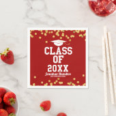 Serviette En Papier Classe De 2024 Red Gold Confetti Graduation Party (En situation)