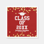 Serviette En Papier Classe De 2024 Red Gold Confetti Graduation Party (Devant)