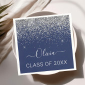 Serviette En Papier Classe de 2024 Silver Navy Blue Parties scintillan