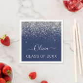Serviette En Papier Classe de 2024 Silver Navy Blue Parties scintillan (En situation)