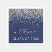Serviette En Papier Classe de 2024 Silver Navy Blue Parties scintillan (Devant)