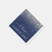 Serviette En Papier Classe de 2024 Silver Navy Blue Parties scintillan (Coin)