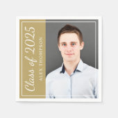 Serviette En Papier Classe de 2025 Antique Gold Graduation Party Photo (Devant)