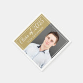 Serviette En Papier Classe de 2025 Antique Gold Graduation Party Photo (Coin)