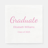 Serviette En Papier Classe de 2025 Belle Pink Script Graduation (Devant)