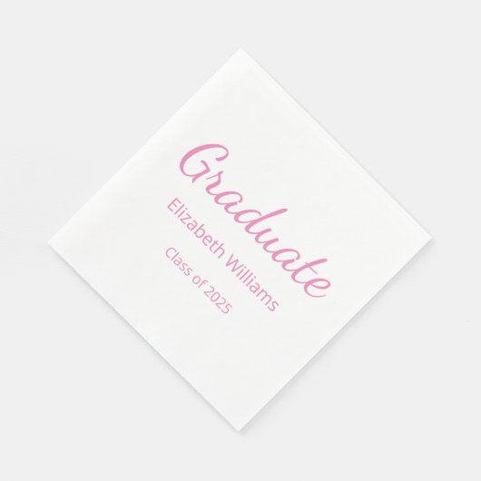 Serviette En Papier Classe de 2025 Belle Pink Script Graduation (Coin)