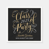 Serviette En Papier Classe de 2025 Black Gold Graduation Party (Devant)