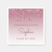 Serviette En Papier Classe de 2025 Burgundy Parties scintillant Drip G (Devant)