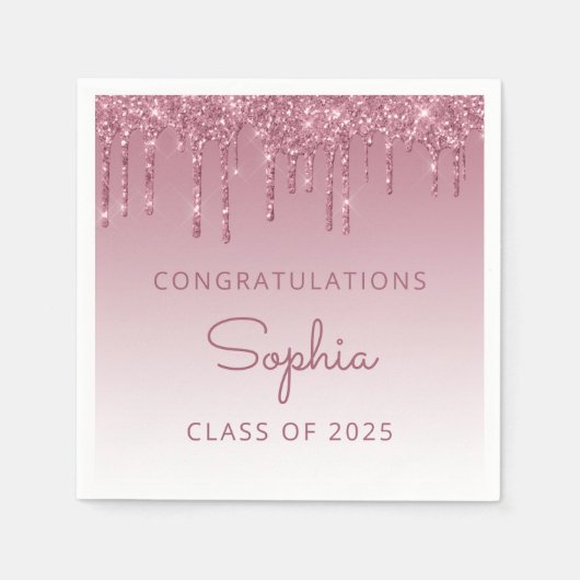 Serviette En Papier Classe de 2025 Burgundy Parties scintillant Drip G (Devant)