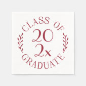 Serviette En Papier Classe De 2025 Chic Burgundy White Graduation Part (Devant)