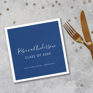 Serviette En Papier Classe de 2025 Dark Blue Graduation Party