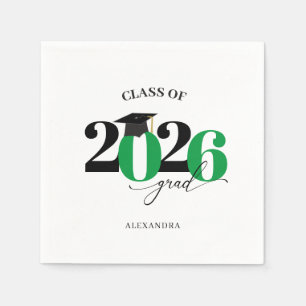 Serviette En Papier Classe de 2025 Diplômé Moderne Tyopgraphie Vert