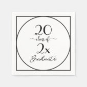Serviette En Papier Classe De 2025 Diplômé Noir Blanc Script (Devant)