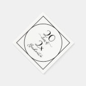 Serviette En Papier Classe De 2025 Diplômé Noir Blanc Script (Coin)