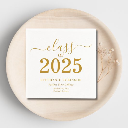 Serviette En Papier Classe de 2025 Gold Script College