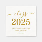 Serviette En Papier Classe de 2025 Gold Script College (Devant)