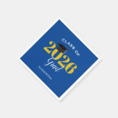 Serviette En Papier Classe de 2025 Grad Simple Bleu et Or Papier Plat (Coin)