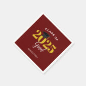 Serviette En Papier Classe de 2025 Grad Simple Maroon and Gold (Coin)